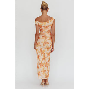 OFF SHOULDER MESH MAXI DRESS