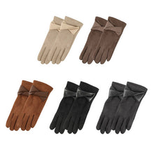 Load image into Gallery viewer, Bow Faux Suede Gloves