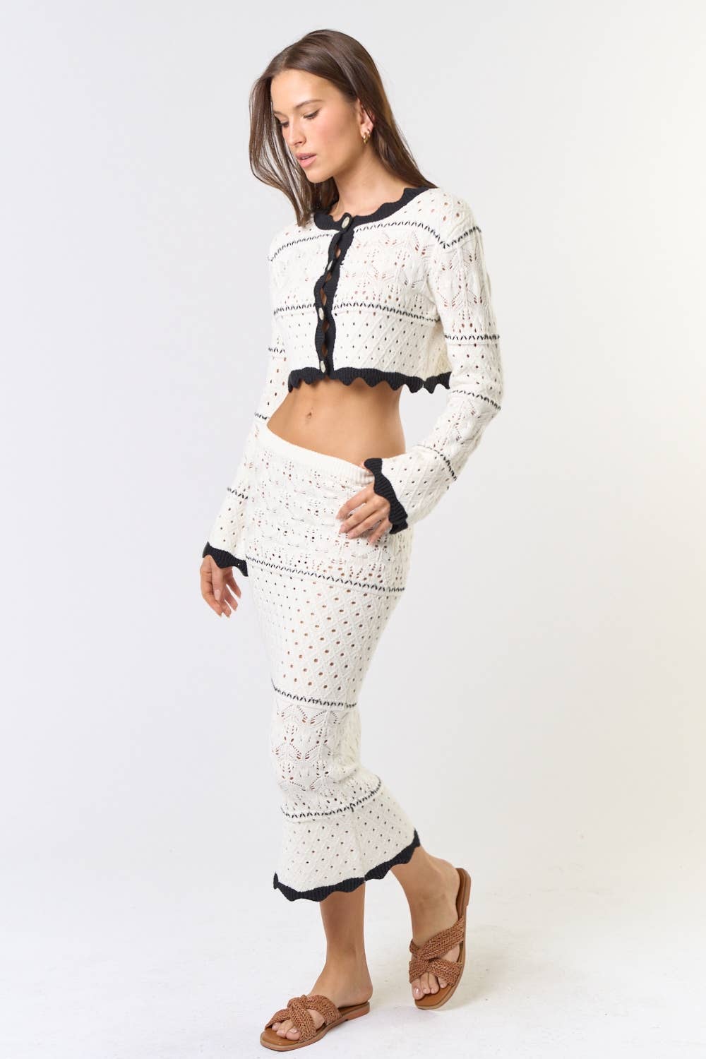 CROCHET SWEATER TOP W/ MIDI SKIRT SET