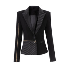 Load image into Gallery viewer, Colorblock Pinstripe Blazer