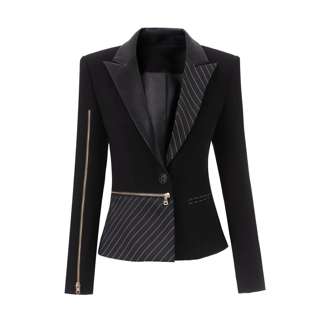 Colorblock Pinstripe Blazer