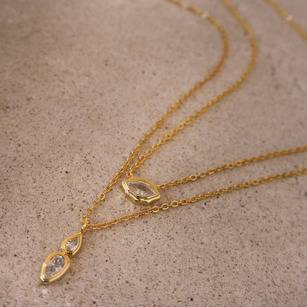 ACCITY - Zirconia Oval Round Pendant Necklace_CWMM5291