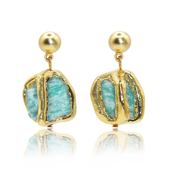 Gold Amazonite Drop Earrings