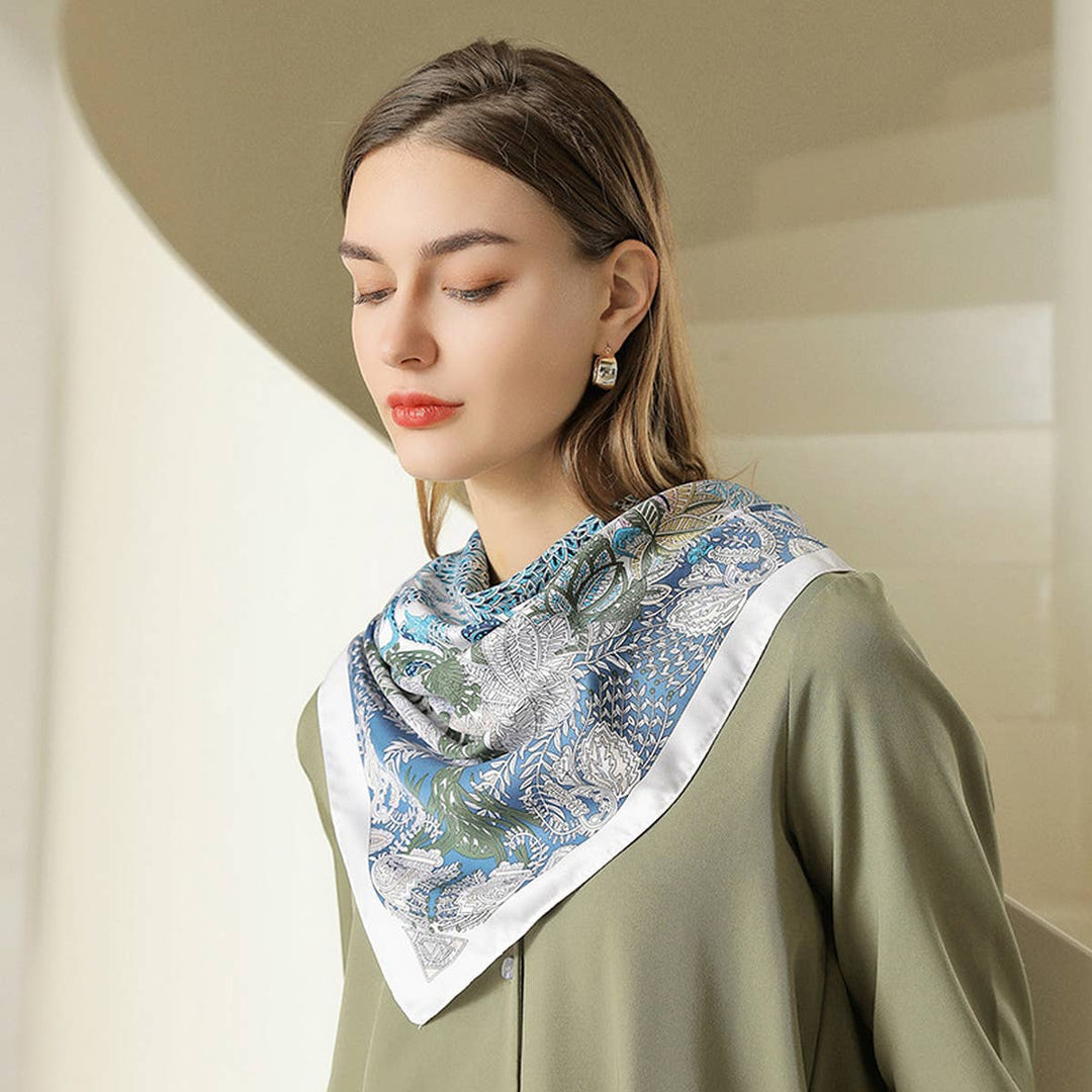 ACCITY - Vintage French Print Scarf – 90cm Silk Feel Square_CWASC0172