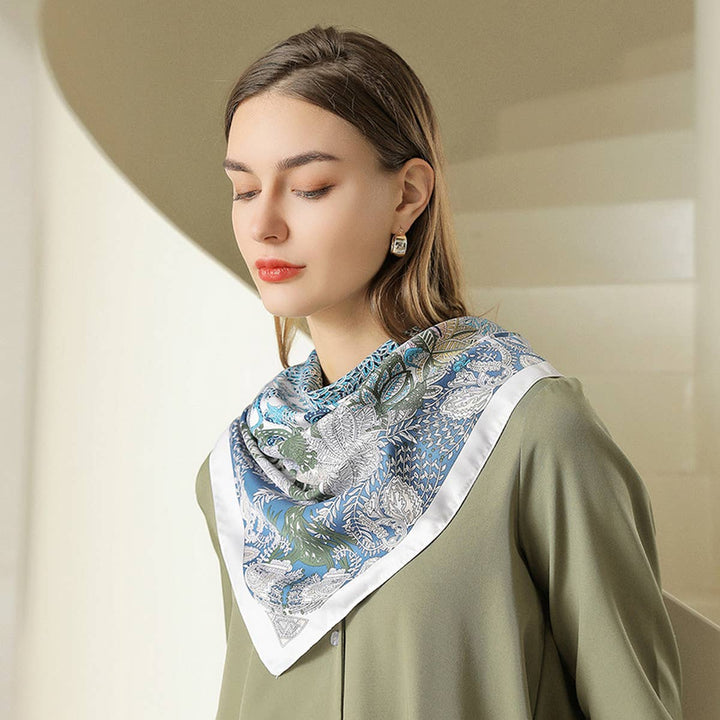 ACCITY - Vintage French Print Scarf – 90cm Silk Feel Square_CWASC0172