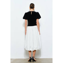 Load image into Gallery viewer, Rhinestone Bow Cutout Velvet Puff Sleeve Top