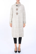 Load image into Gallery viewer, Floral Jacquard Print Embellished Faux Fur Coat