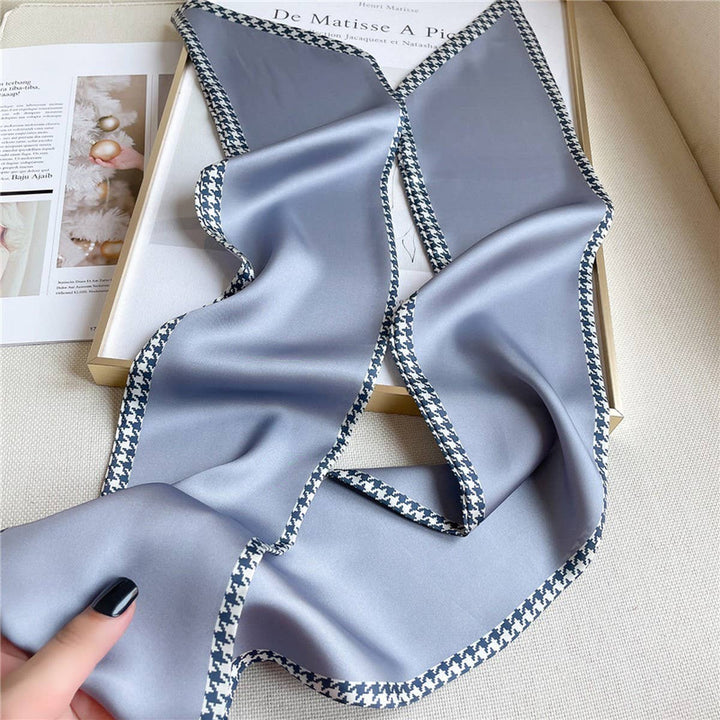 ACCITY - THIN SIMPLE GEOMETRIC LONG SILK HEAD SCARF_CWASC1521