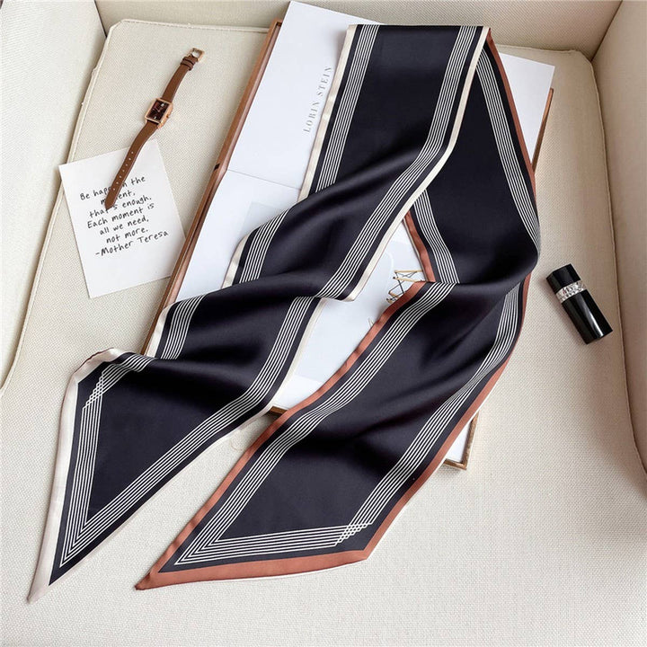ACCITY - THIN SIMPLE GEOMETRIC LONG SILK HEAD SCARF_CWASC1521