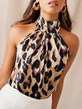 Load image into Gallery viewer, VividLux - Loose Sleeveless Backless Leopard Pleated Split-Joint Halter-Neck Vest Top