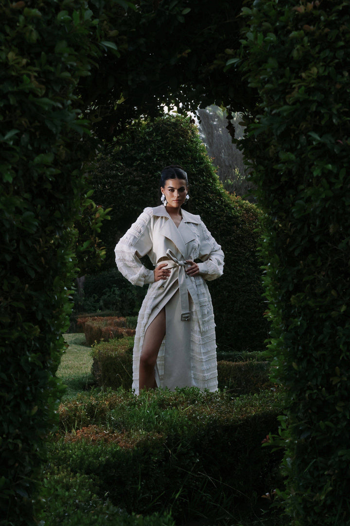 Mixed Media Chiffon Trench Coat