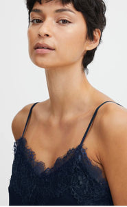 Lace Trim Cami in Navy