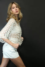 Load image into Gallery viewer, Flower Mesh Top with Pearls