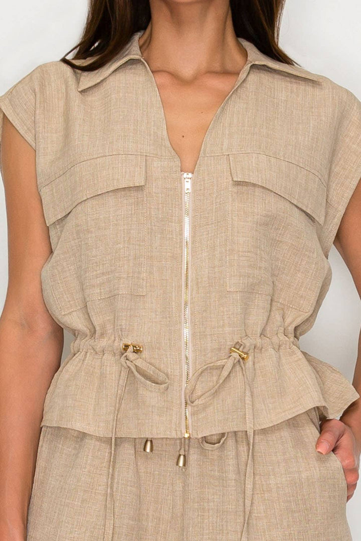 Utility Zip-Front Top & Wide-Leg Set