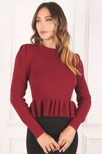 Load image into Gallery viewer, Peplum Sweater Top *Multiple Colors Available*