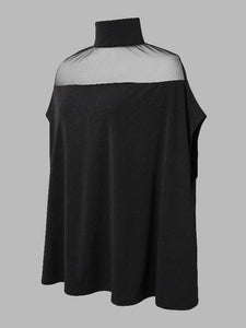 VividLux - Batwing Sleeves See-Through High-Neck Blouses&Shirts Tops