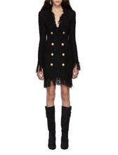 Load image into Gallery viewer, Tweed Fringed Tassel Dress