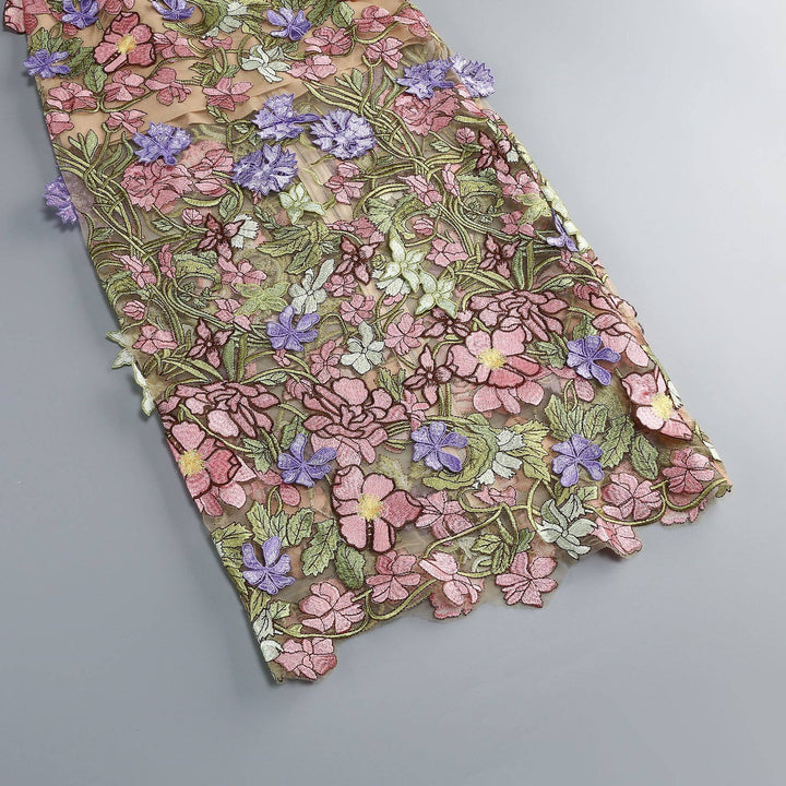 Floral Embroidered Strapless Dress