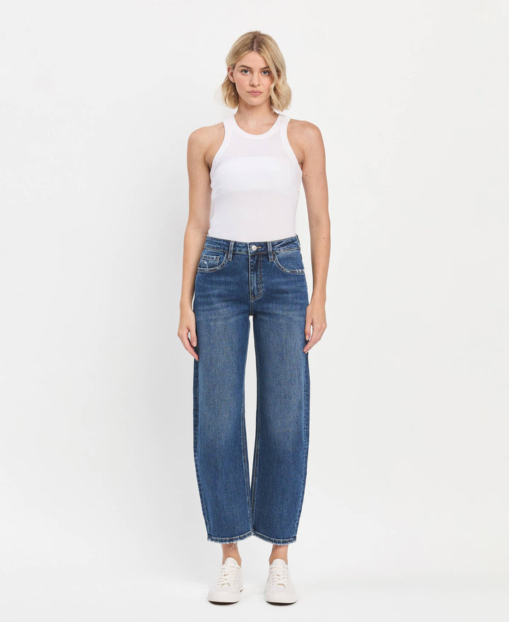 High Rise Ankle Barrel Jeans