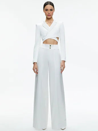 Mame Highrise Wide Leg Pant in Off White