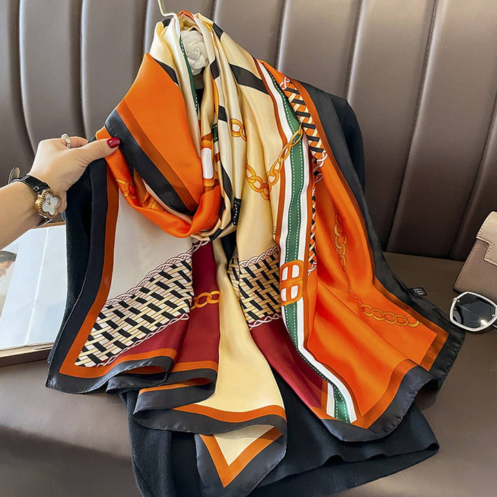 ACCITY - French Style Long Satin Scarf for Fall Layering_CWASC0533