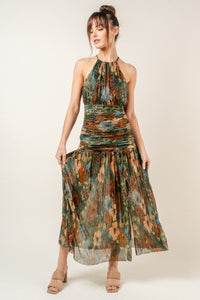 Ruched Metallic Holiday Maxi