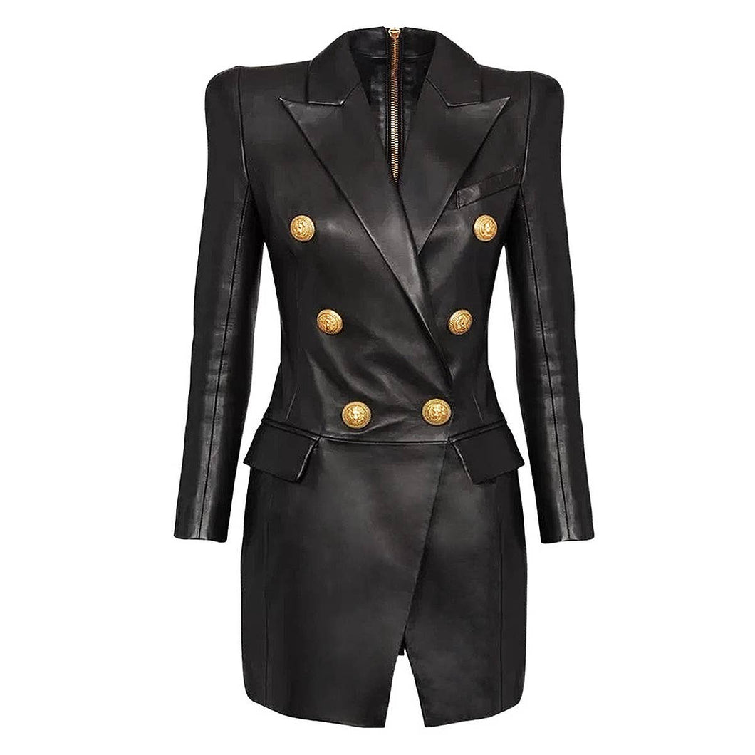 Faux Leather Suit Dress