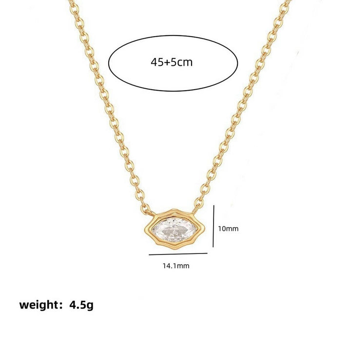 ACCITY - Zirconia Oval Round Pendant Necklace_CWMM5291
