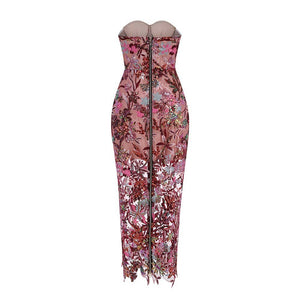 Floral Embroidered Sequin Dress