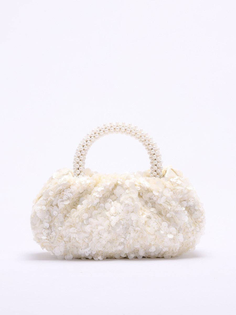 Sequin Bag with pearl Handle