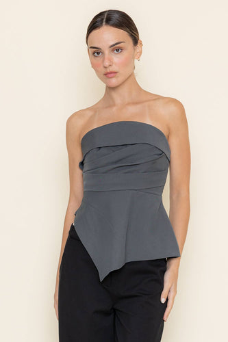 Preppy Asymmetric Strapless Top