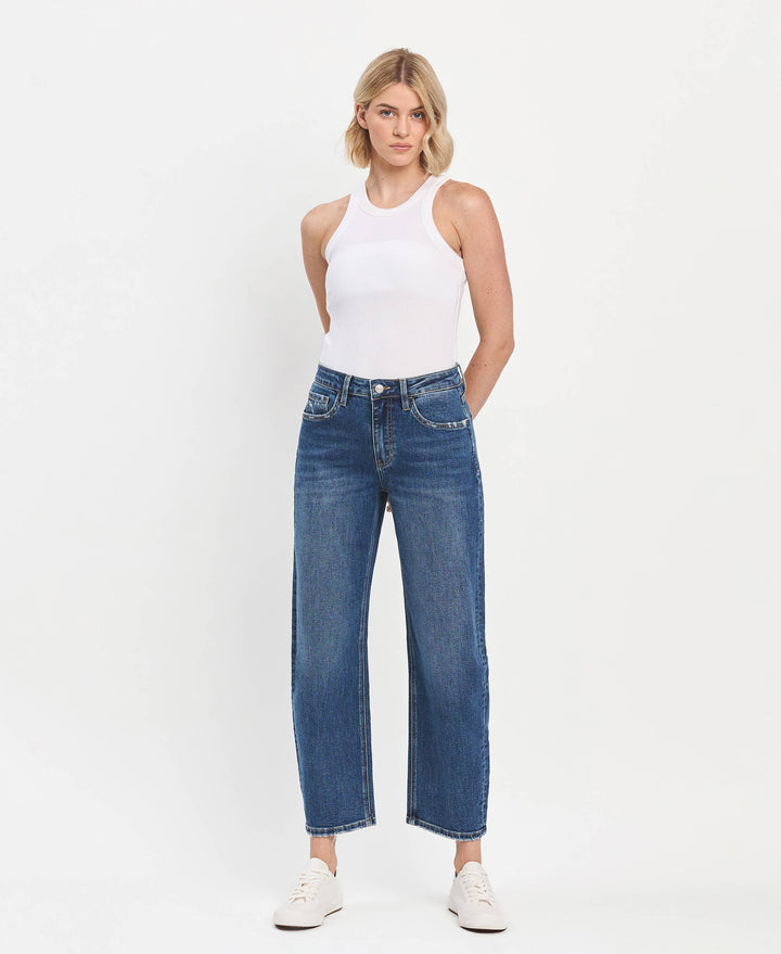 High Rise Ankle Barrel Jeans