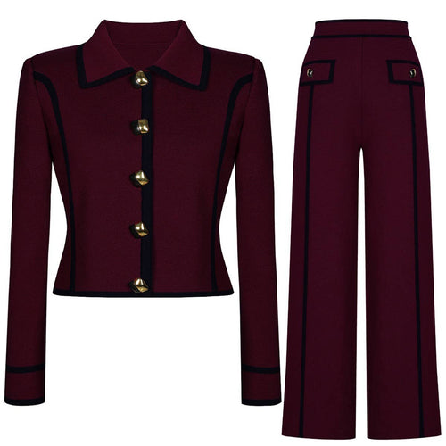 Tweed Knit Cardigan Jacket & Pants Set
