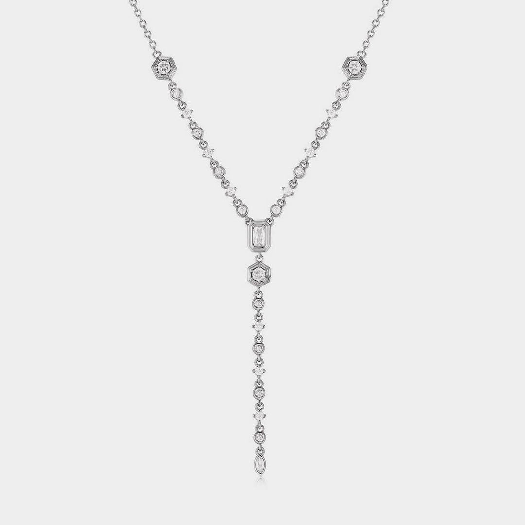 ACCITY - Zirconia Oval Round Pendant Necklace_CWMM5291