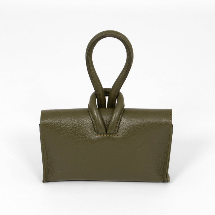 Trixie Italian Leather Wristlet Clutch Bag Olive