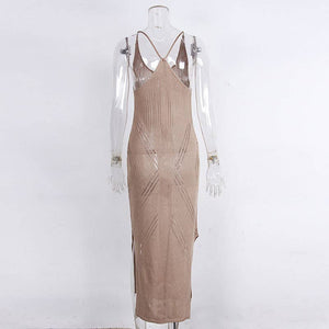 Resort Knit Beach Dress in Khaki