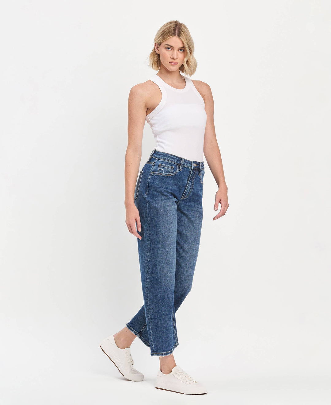 High Rise Ankle Barrel Jeans
