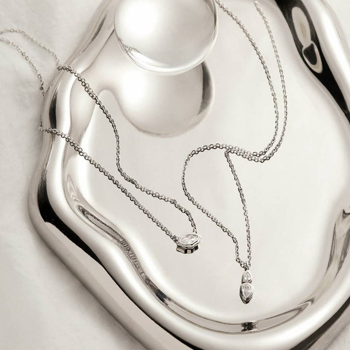 ACCITY - Zirconia Oval Round Pendant Necklace_CWMM5291