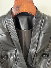 Load image into Gallery viewer, Belted Faux Leather Jacket