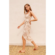 Load image into Gallery viewer, White Sand Tulip Hem Midi Wrap Dress