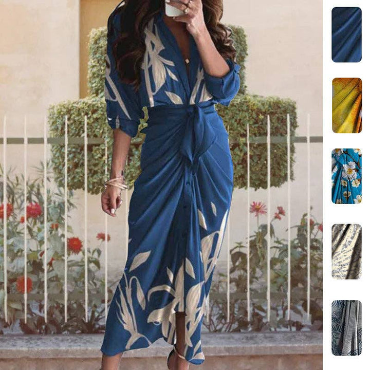 V-Neck High-Waisted Dress