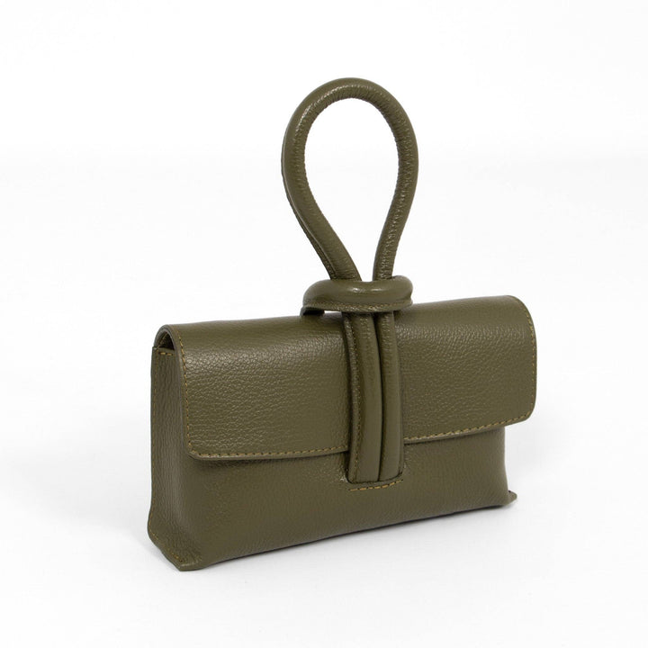 Trixie Italian Leather Wristlet Clutch Bag Olive