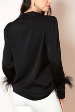 Load image into Gallery viewer, Black Silk Blouse with Feathers