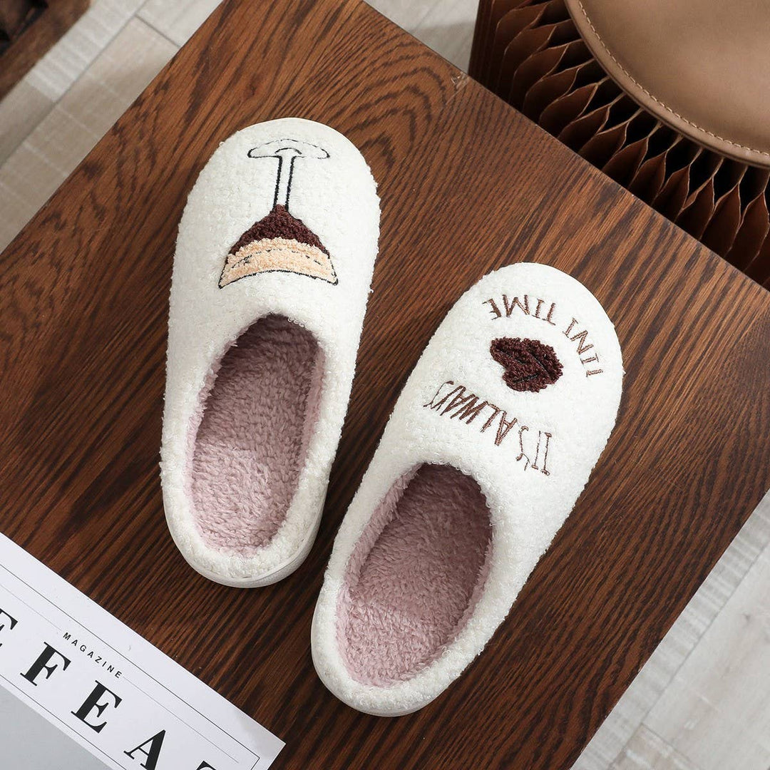 ACCITY - Cozy Martini Slippers Soft Fuzzy Home Footwear_CWSHF00245