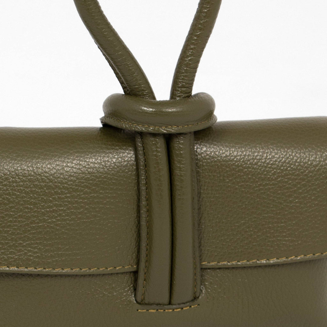 Trixie Italian Leather Wristlet Clutch Bag Olive