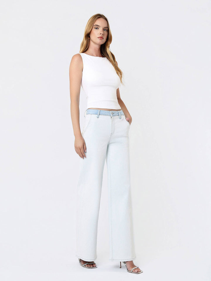 Hi Rise Stripe Denim