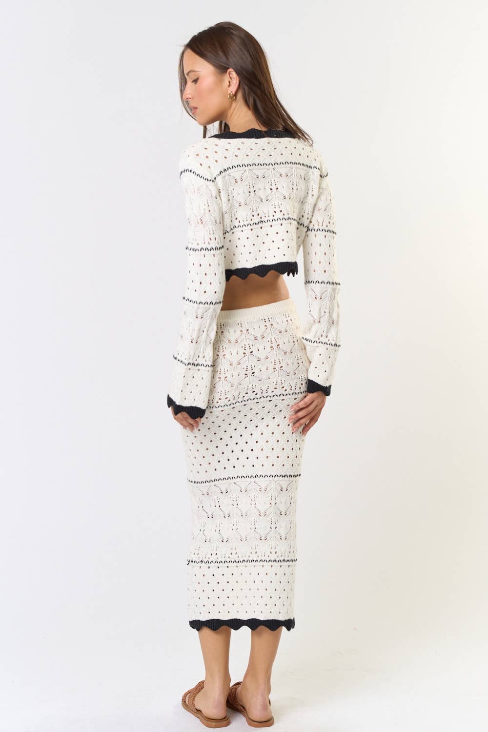 CROCHET SWEATER TOP W/ MIDI SKIRT SET