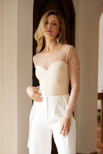 Load image into Gallery viewer, Embellished Mesh Long Sleeve Bodysuit