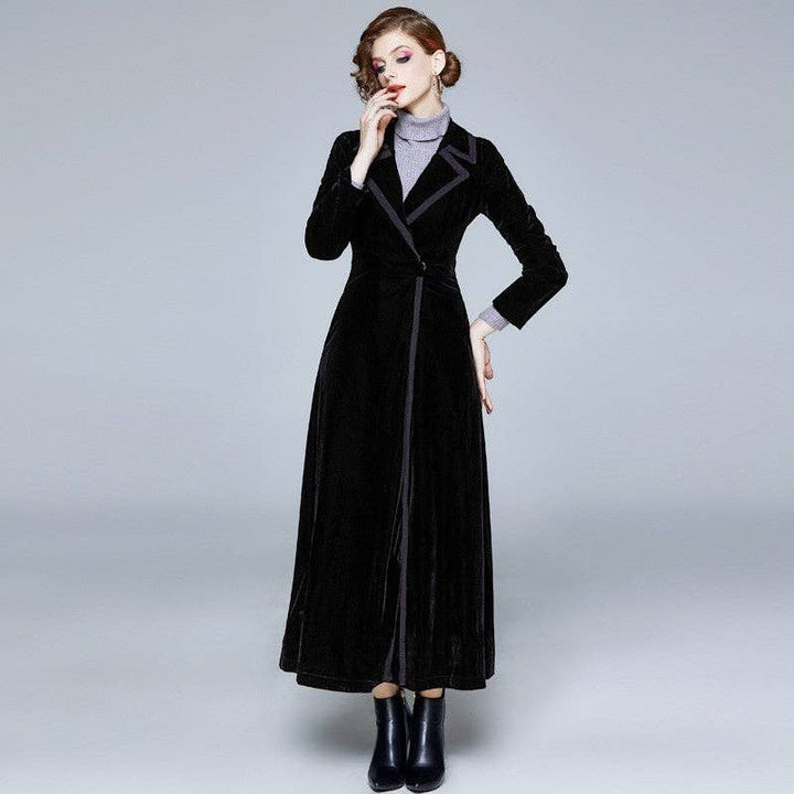 OceanusSwim - Long Velvet Coat In Solid Color