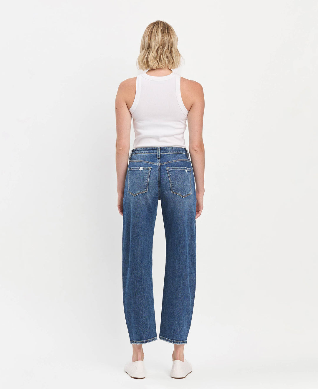 High Rise Ankle Barrel Jeans